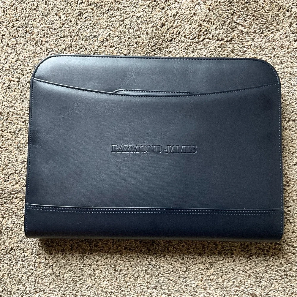 NEW Navy Leather File Briefcase - Raymond James Financial Investment